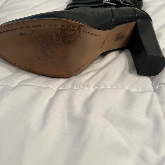 COACH ALEXANDRA BLACK LEATHER MID-CALF BOOT-BUCKLE 9 - Picture 6 of 12